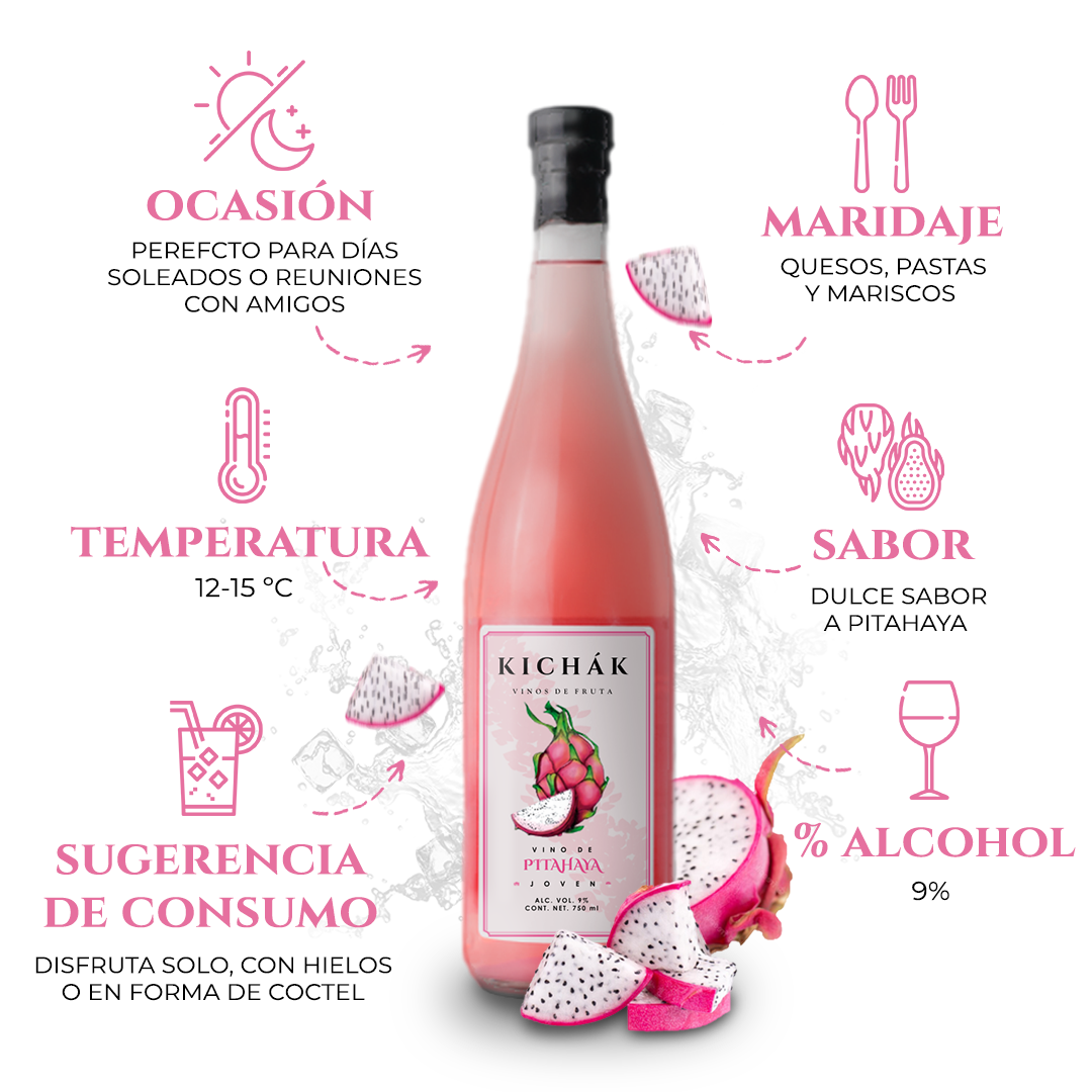 Vinos De Pitahaya Kichák, Pack 6 Pz 750 Ml