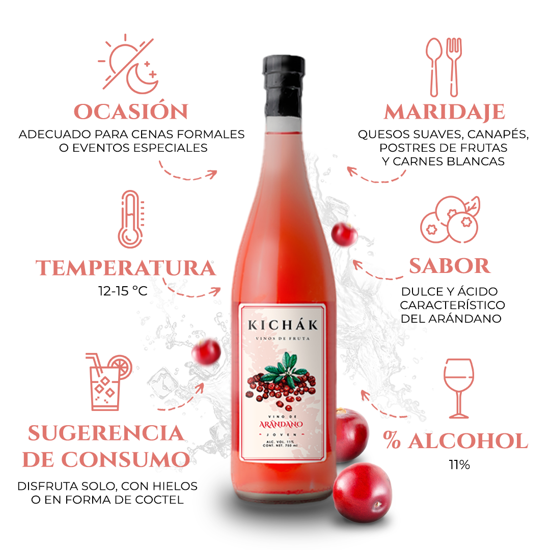 Vinos De Arándano Kichák, Pack 6 Pz 750 Ml