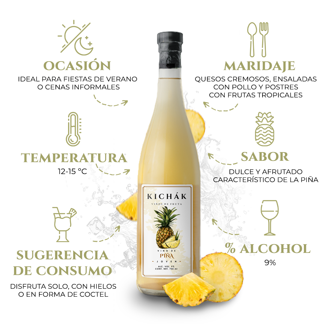 Vinos De Piña Kichák, Pack 6 Pz 750 Ml