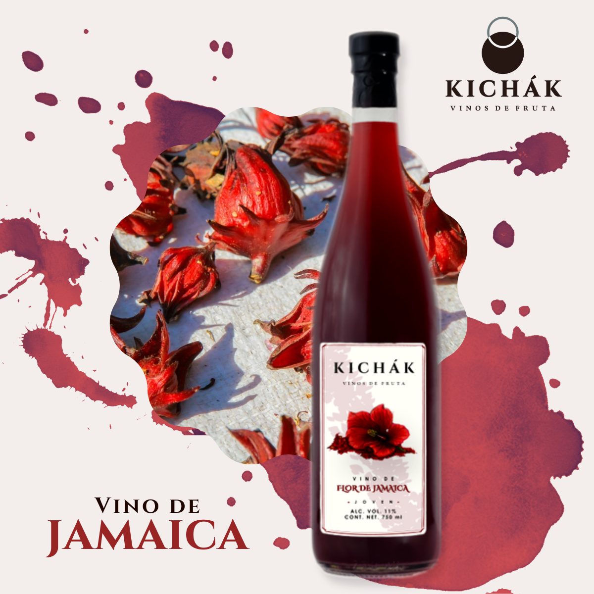 VINO DE FLOR DE JAMAICA KICHÁK 750 ML